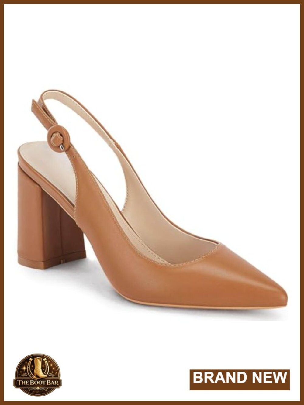 Women's Slingback Block Heels Pointed Toe Dress Shoes Chunky Heels Comfort Pumps